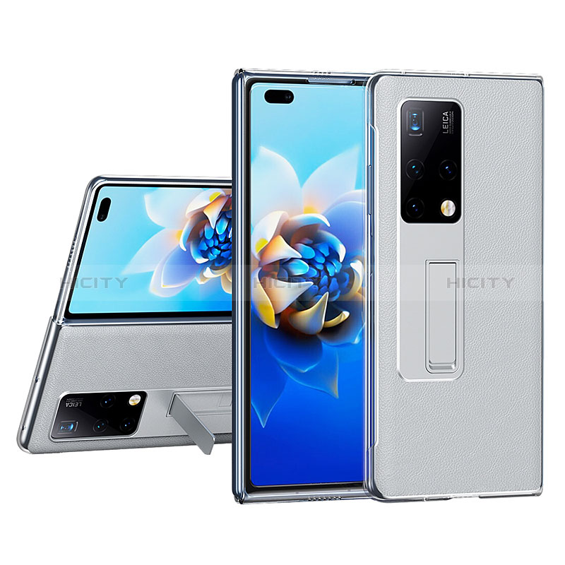 Coque Luxe Cuir et Plastique Housse Etui Mat ZL4 pour Huawei Mate X2 Argent Plus