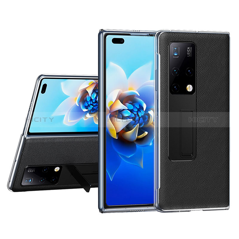 Coque Luxe Cuir et Plastique Housse Etui Mat ZL4 pour Huawei Mate X2 Noir Plus