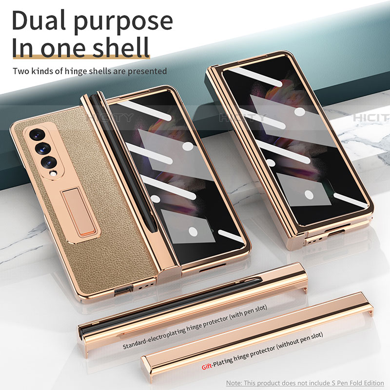 Coque Luxe Cuir et Plastique Housse Etui Mat ZL4 pour Samsung Galaxy Z Fold4 5G Plus