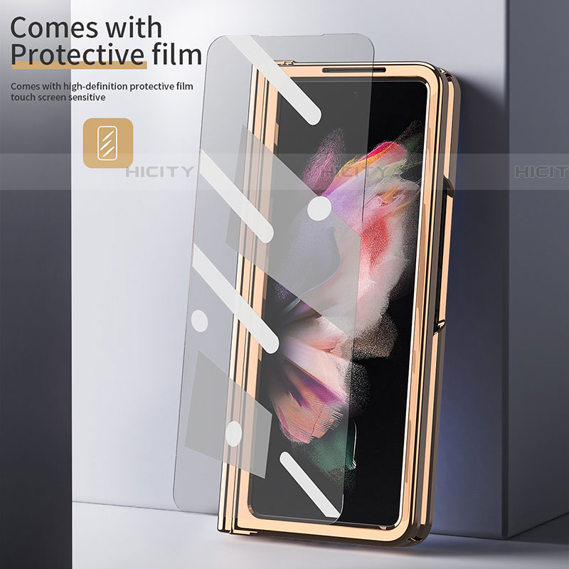 Coque Luxe Cuir et Plastique Housse Etui Mat ZL4 pour Samsung Galaxy Z Fold4 5G Plus