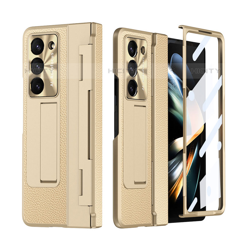 Coque Luxe Cuir et Plastique Housse Etui Mat ZL4 pour Samsung Galaxy Z Fold5 5G Beige Plus