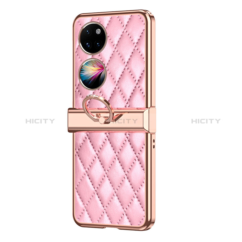 Coque Luxe Cuir et Plastique Housse Etui Mat ZL6 pour Huawei P50 Pocket Or Rose Plus