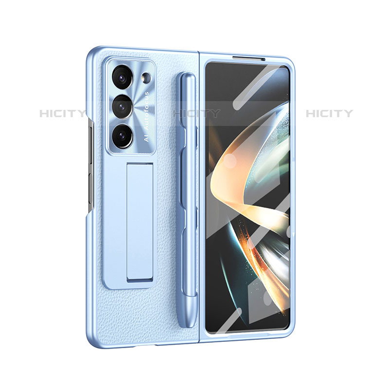 Coque Luxe Cuir et Plastique Housse Etui Mat ZL6 pour Samsung Galaxy Z Fold5 5G Bleu Plus