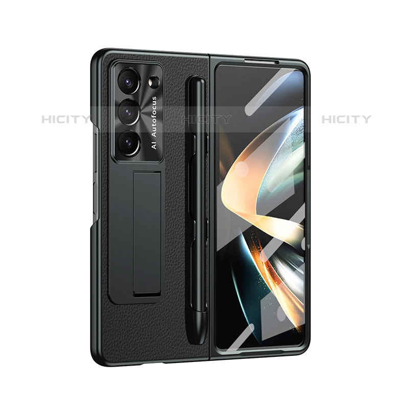 Coque Luxe Cuir et Plastique Housse Etui Mat ZL6 pour Samsung Galaxy Z Fold5 5G Noir Plus