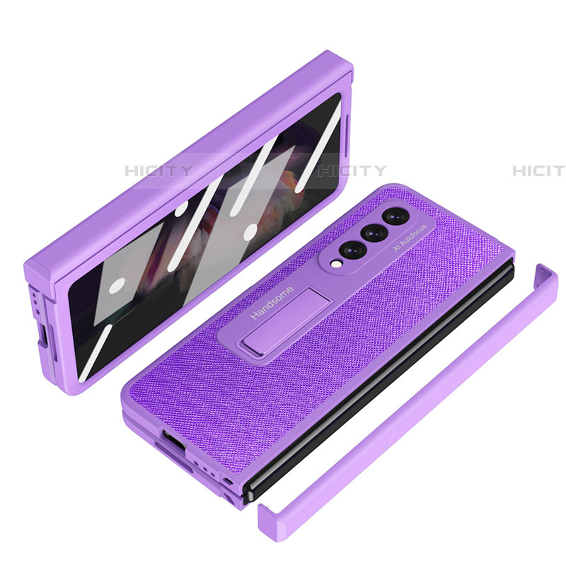 Coque Luxe Cuir et Plastique Housse Etui Mat ZL7 pour Samsung Galaxy Z Fold4 5G Violet Plus