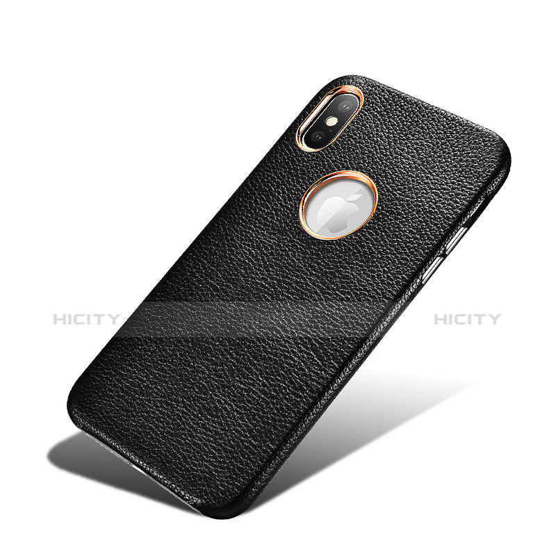 Coque Luxe Cuir Housse C01 pour Apple iPhone Xs Noir Plus