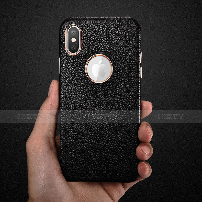 Coque Luxe Cuir Housse C01 pour Apple iPhone Xs Noir Plus