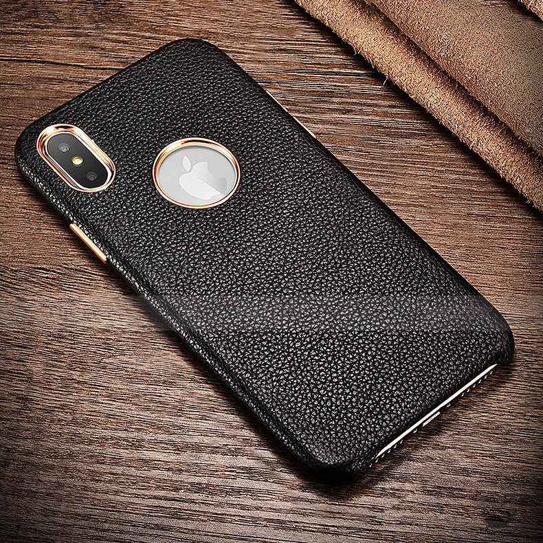 Coque Luxe Cuir Housse C01 pour Apple iPhone Xs Noir Plus