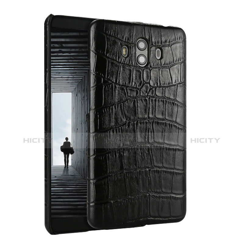 Coque Luxe Cuir Housse Crocodile pour Huawei Mate 10 Noir Plus