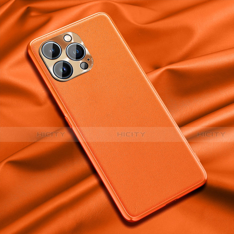 Coque Luxe Cuir Housse Etui A01 pour Apple iPhone 13 Pro Max Orange Plus