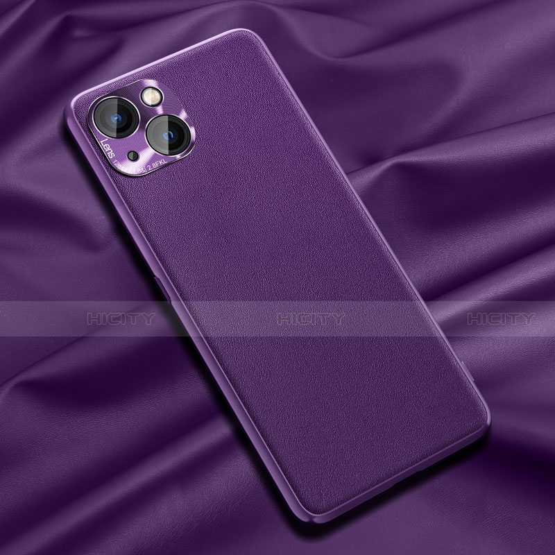 Coque Luxe Cuir Housse Etui A01 pour Apple iPhone 14 Plus Violet Plus