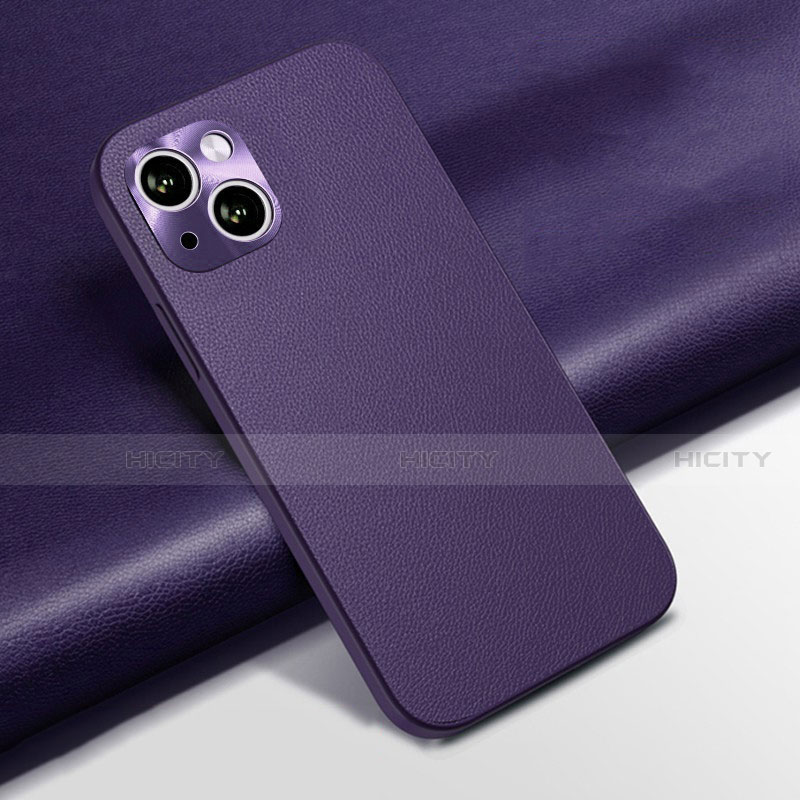 Coque Luxe Cuir Housse Etui A02 pour Apple iPhone 13 Mini Violet Plus