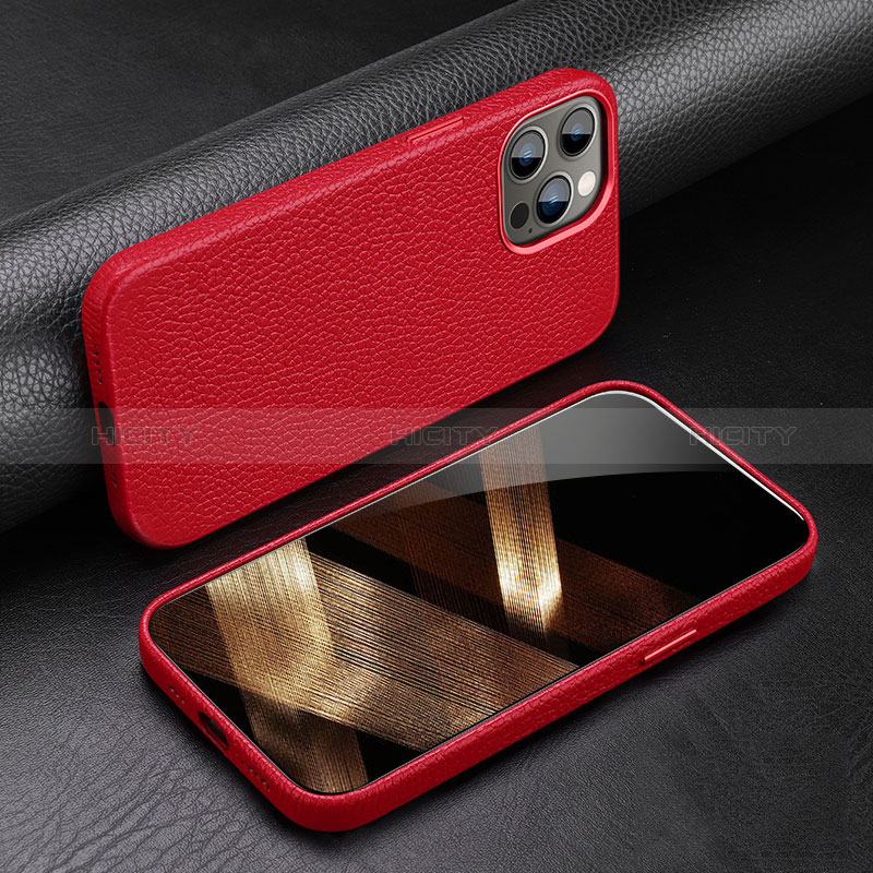 Coque Luxe Cuir Housse Etui A03 pour Apple iPhone 14 Pro Max Rouge Plus