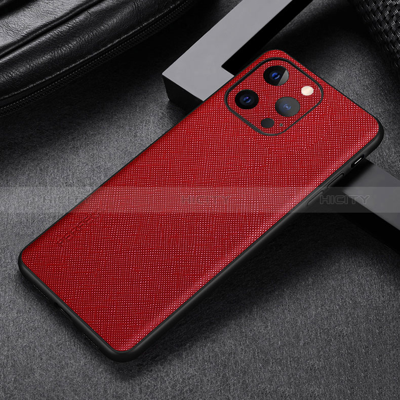 Coque Luxe Cuir Housse Etui A04 pour Apple iPhone 14 Pro Max Rouge Plus