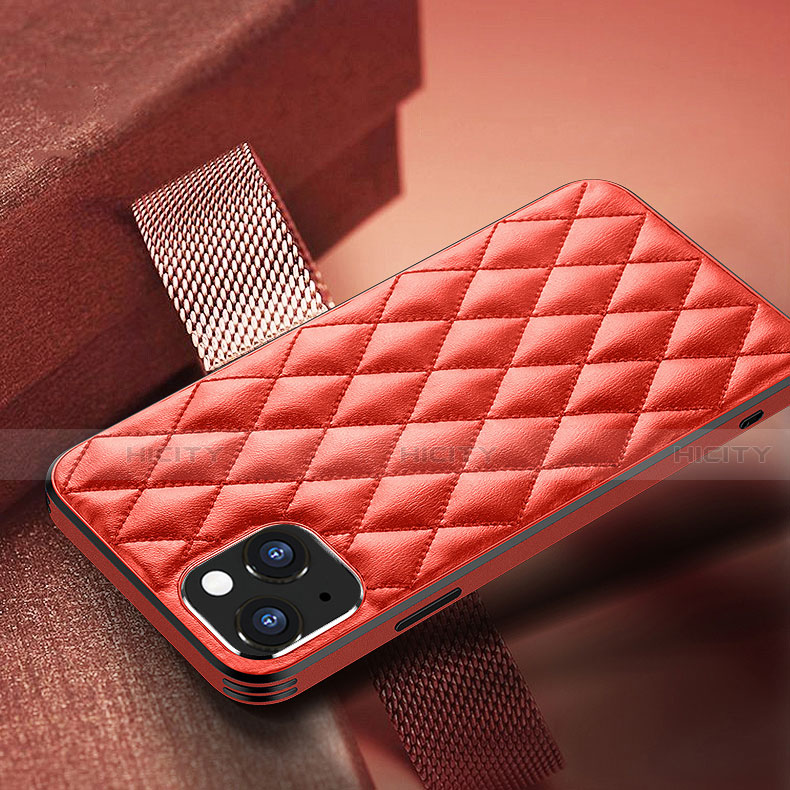 Coque Luxe Cuir Housse Etui A07 pour Apple iPhone 13 Mini Rouge Plus