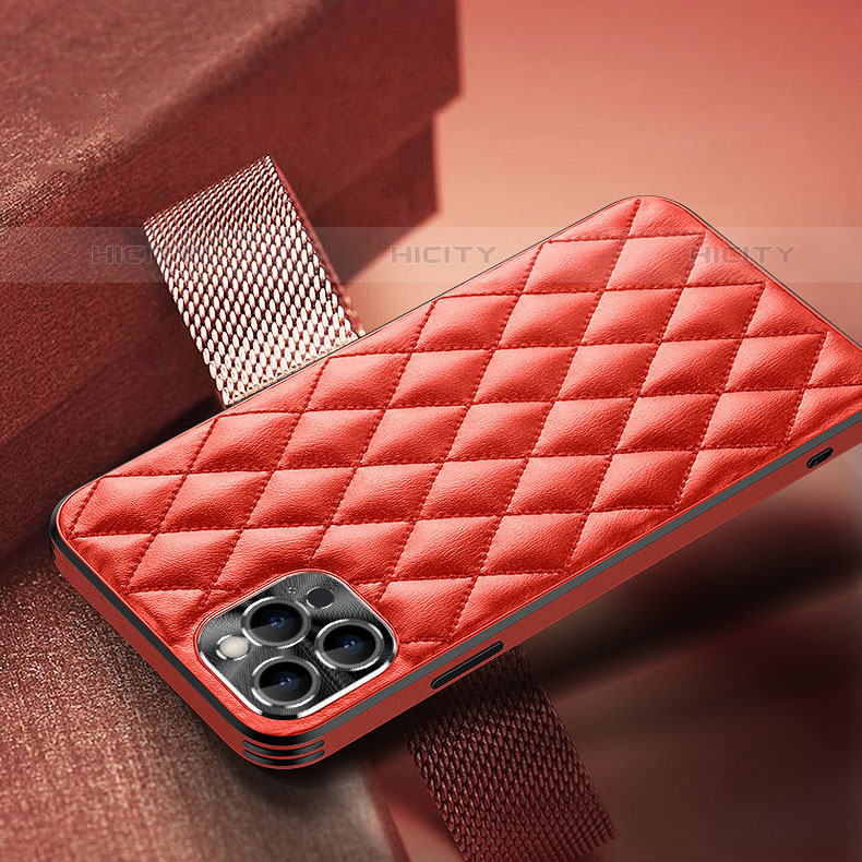 Coque Luxe Cuir Housse Etui A07 pour Apple iPhone 15 Pro Rouge Plus