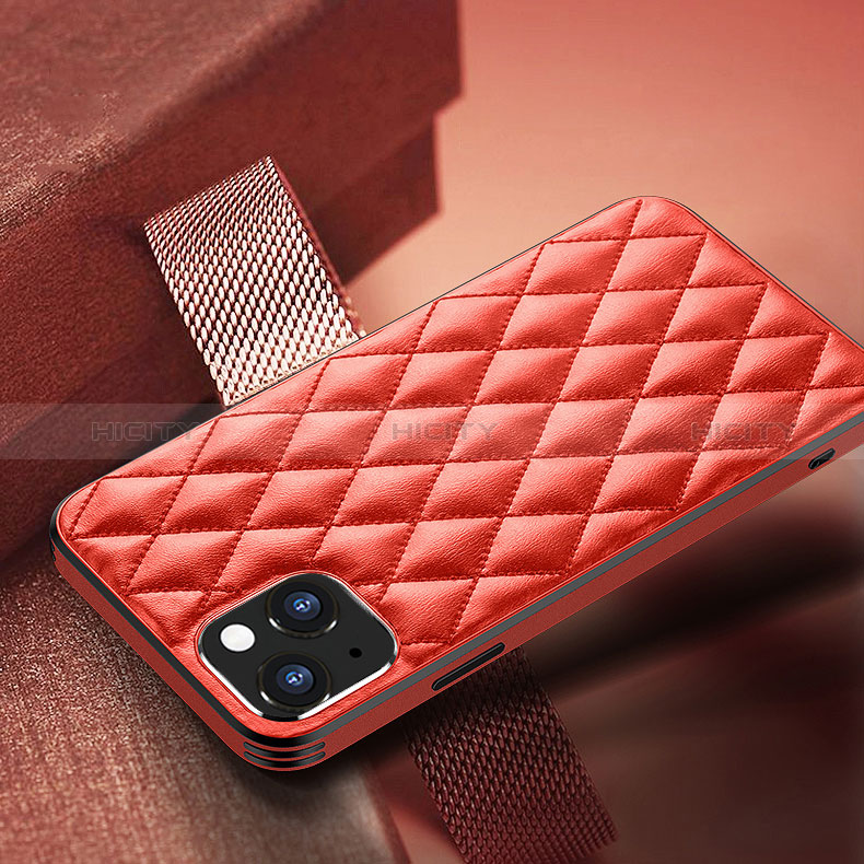 Coque Luxe Cuir Housse Etui A07 pour Apple iPhone 15 Rouge Plus