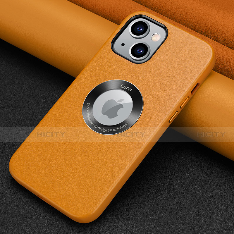 Coque Luxe Cuir Housse Etui A08 pour Apple iPhone 13 Mini Orange Plus