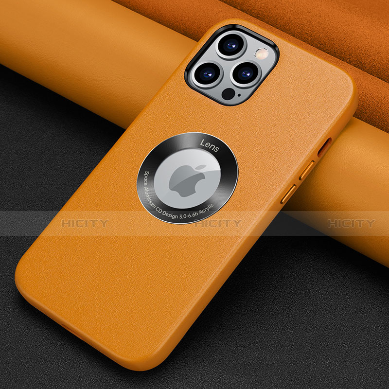 Coque Luxe Cuir Housse Etui A08 pour Apple iPhone 13 Pro Max Orange Plus