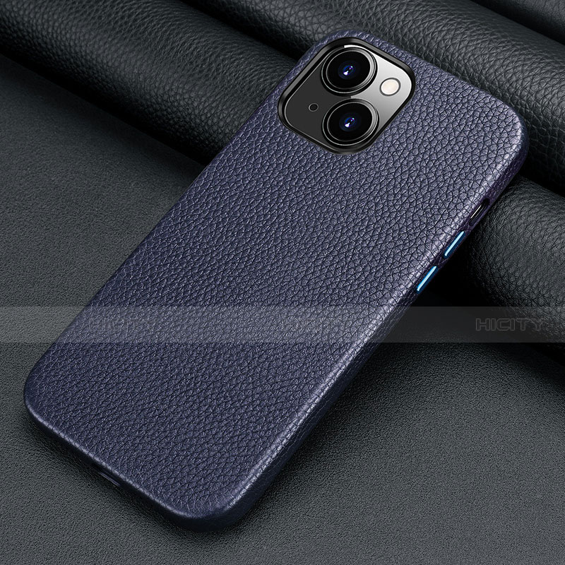 Coque Luxe Cuir Housse Etui A09 pour Apple iPhone 14 Plus Bleu Plus