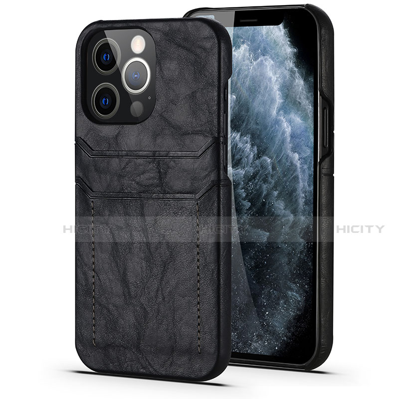 Coque Luxe Cuir Housse Etui A14 pour Apple iPhone 13 Pro Max Noir Plus