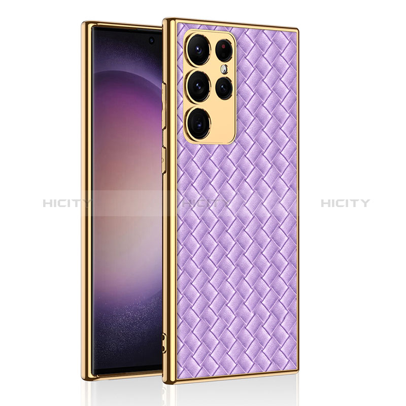 Coque Luxe Cuir Housse Etui AC2 pour Samsung Galaxy S21 Ultra 5G Violet Plus