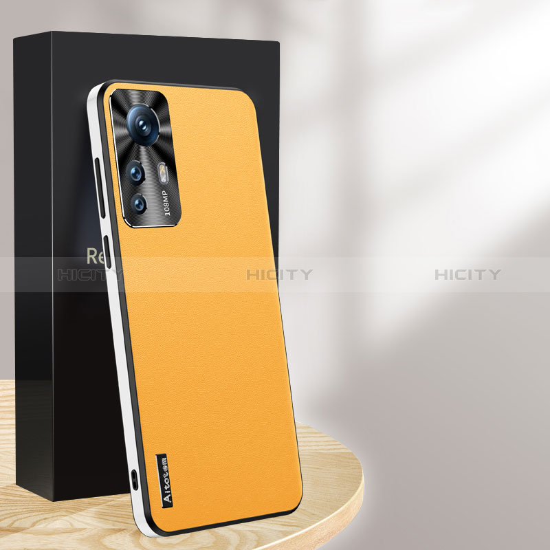 Coque Luxe Cuir Housse Etui AT1 pour Xiaomi Mi 12T Pro 5G Jaune Plus