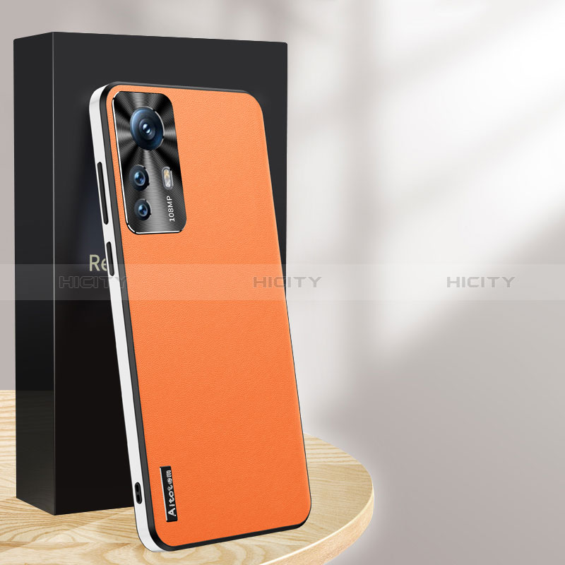 Coque Luxe Cuir Housse Etui AT1 pour Xiaomi Mi 12T Pro 5G Orange Plus