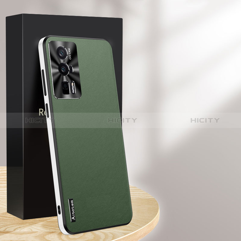 Coque Luxe Cuir Housse Etui AT1 pour Xiaomi Poco F5 Pro 5G Vert Plus