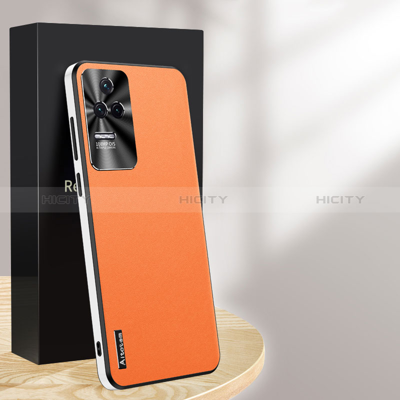 Coque Luxe Cuir Housse Etui AT1 pour Xiaomi Redmi K50 5G Orange Plus