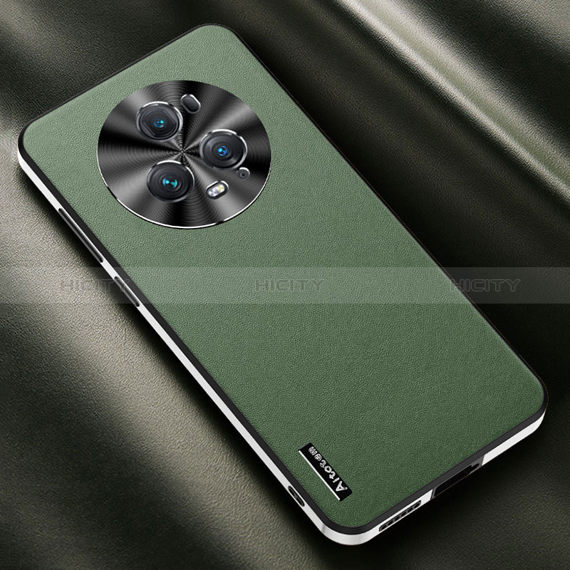 Coque Luxe Cuir Housse Etui AT2 pour Huawei Honor Magic5 Pro 5G Vert Plus