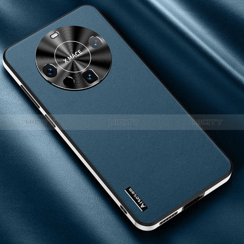 Coque Luxe Cuir Housse Etui AT2 pour Huawei Mate 60 Bleu Plus