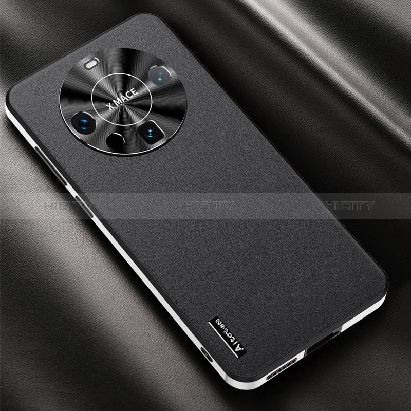 Coque Luxe Cuir Housse Etui AT2 pour Huawei Mate 60 Noir Plus