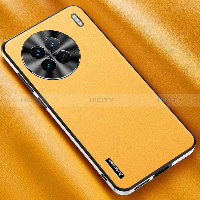 Coque Luxe Cuir Housse Etui AT2 pour Vivo X90 Pro 5G Jaune Plus