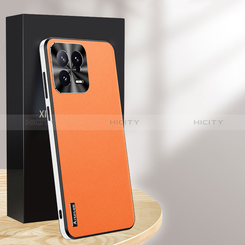 Coque Luxe Cuir Housse Etui AT3 pour Xiaomi Mi 13 5G Orange Plus