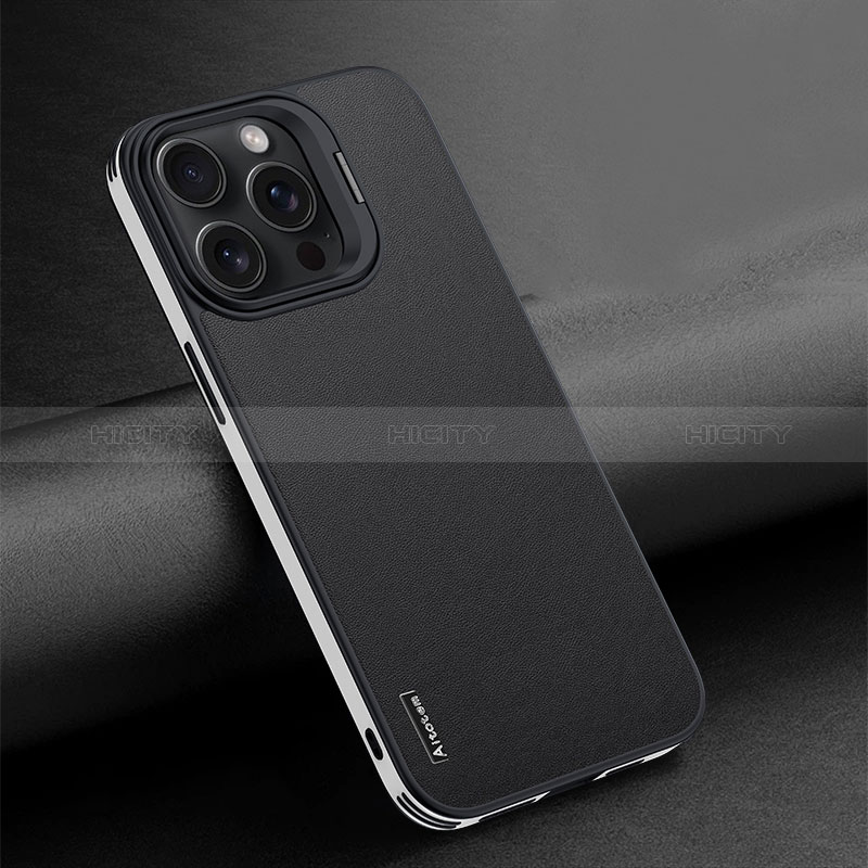 Coque Luxe Cuir Housse Etui AT4 pour Apple iPhone 14 Pro Noir Plus