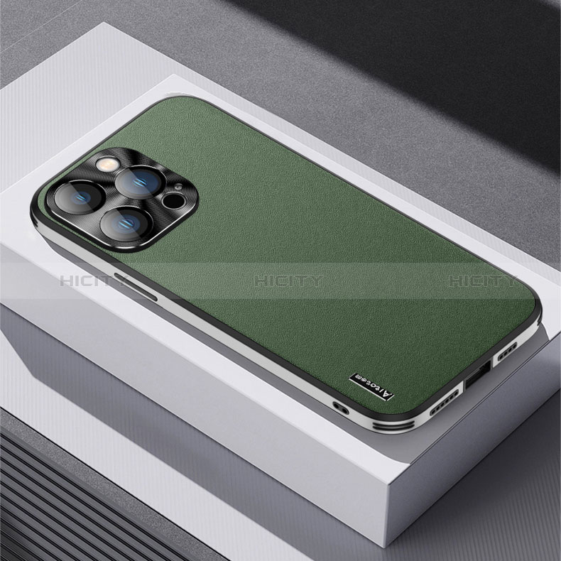 Coque Luxe Cuir Housse Etui AT5 pour Apple iPhone 13 Pro Vert Plus