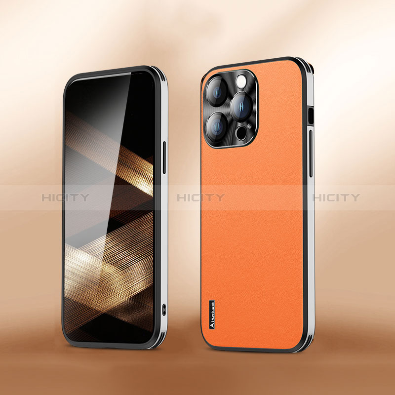 Coque Luxe Cuir Housse Etui AT6 pour Apple iPhone 13 Pro Max Orange Plus