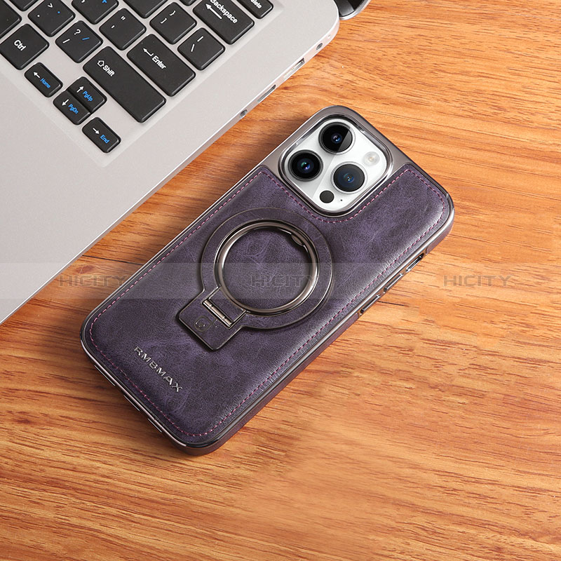 Coque Luxe Cuir Housse Etui avec Mag-Safe Magnetic Magnetique JD1 pour Apple iPhone 16 Pro Max Violet Plus