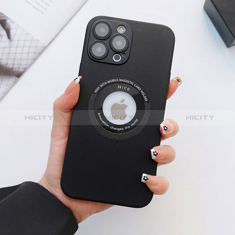 Coque Luxe Cuir Housse Etui avec Mag-Safe Magnetic Magnetique QC3 pour Apple iPhone 14 Pro Noir Plus