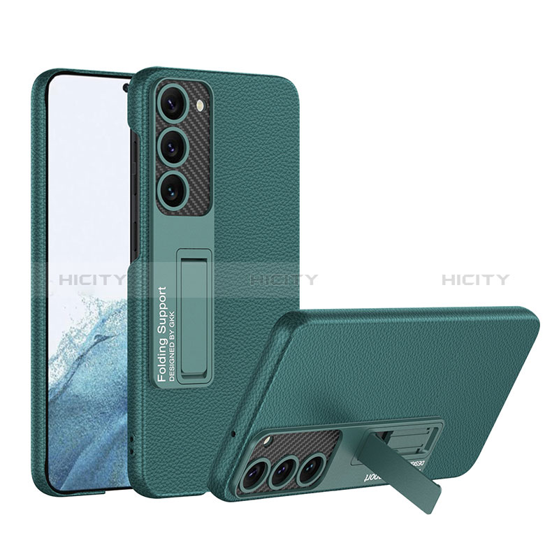 Coque Luxe Cuir Housse Etui avec Support AC1 pour Samsung Galaxy S21 Plus 5G Vert Plus