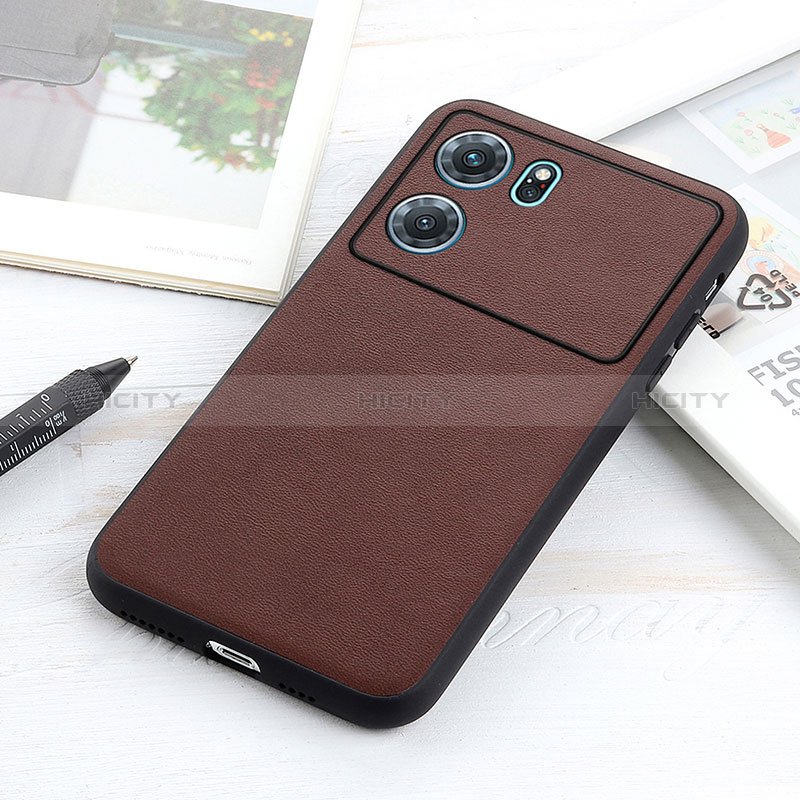 Coque Luxe Cuir Housse Etui B01H pour Oppo K10 5G Marron Plus