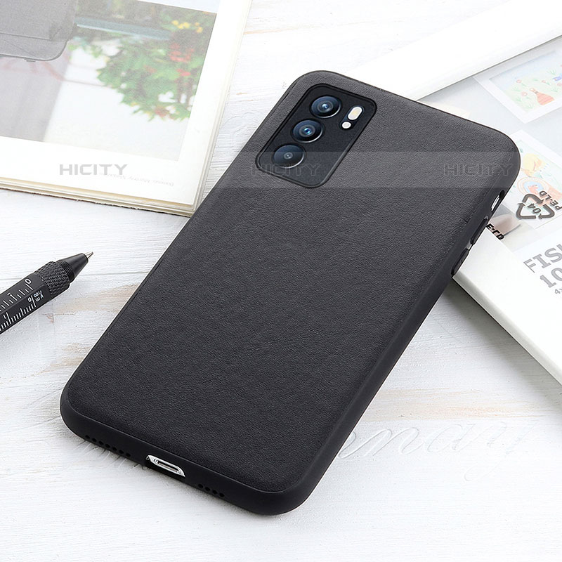 Coque Luxe Cuir Housse Etui B01H pour Oppo Reno6 5G Noir Plus