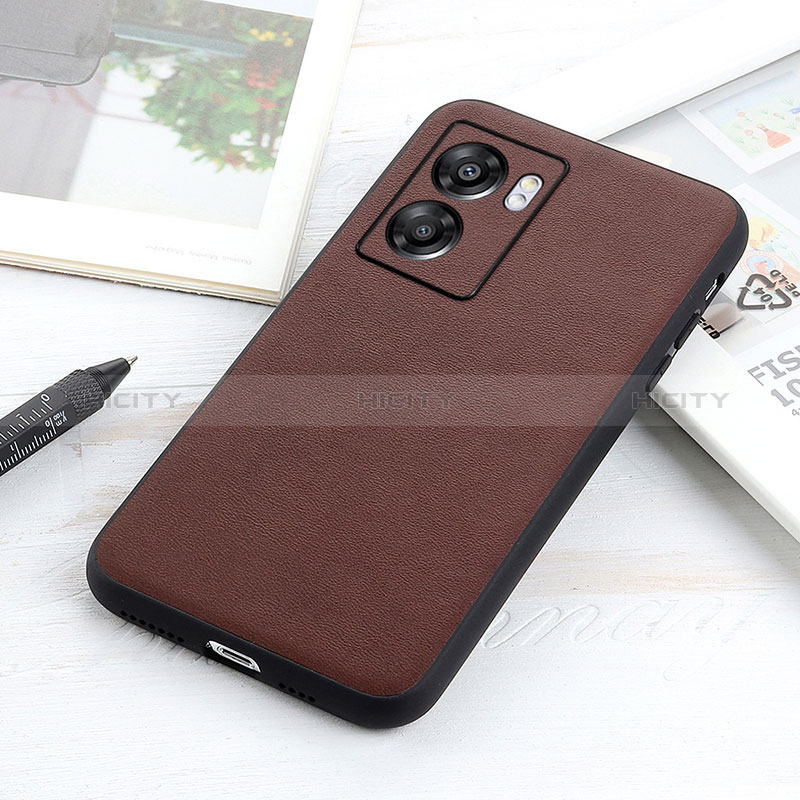 Coque Luxe Cuir Housse Etui B01H pour Realme V23i 5G Marron Plus