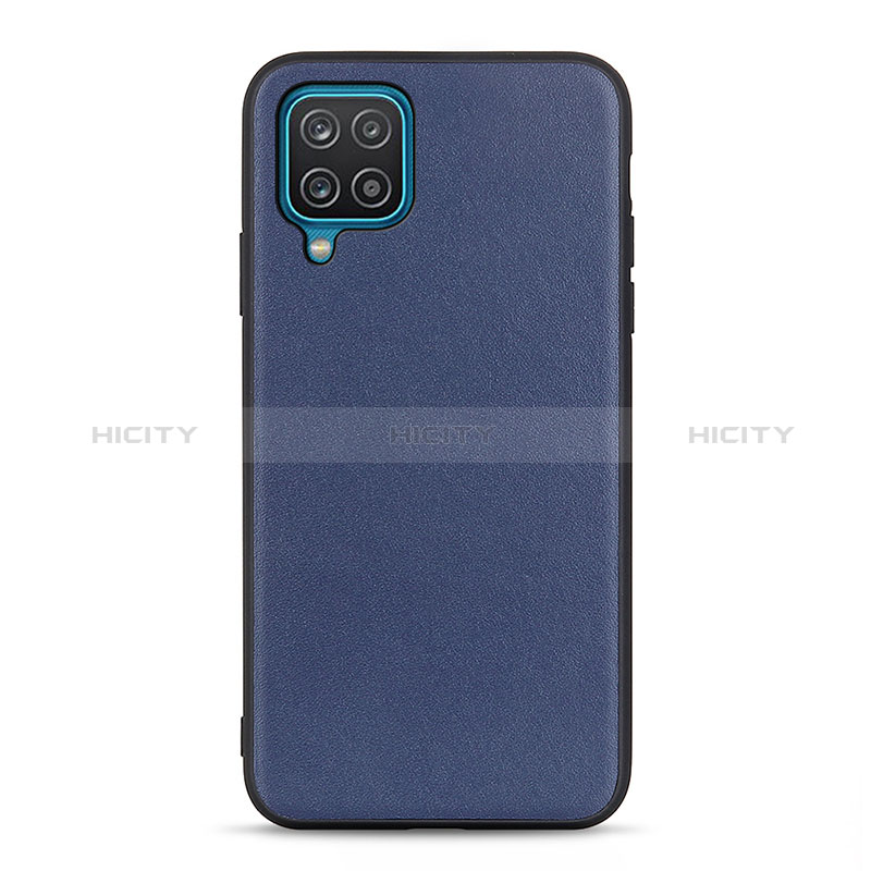 Coque Luxe Cuir Housse Etui B01H pour Samsung Galaxy A12 Bleu Plus