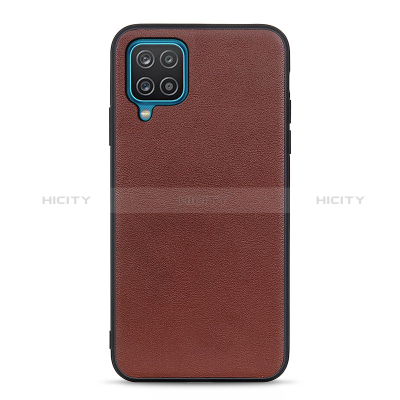 Coque Luxe Cuir Housse Etui B01H pour Samsung Galaxy A12 Nacho Marron Plus