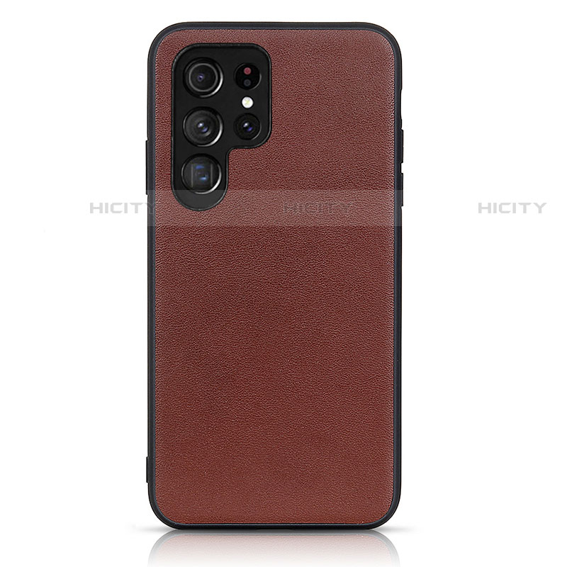 Coque Luxe Cuir Housse Etui B01H pour Samsung Galaxy S21 Ultra 5G Marron Plus