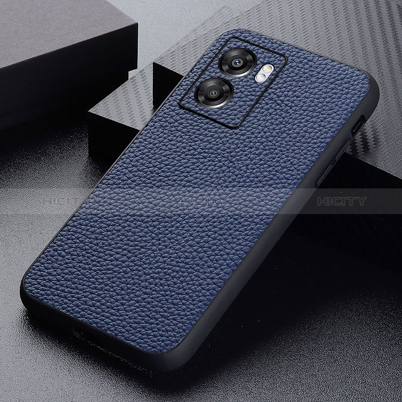 Coque Luxe Cuir Housse Etui B02H pour Oppo A57 5G Bleu Plus