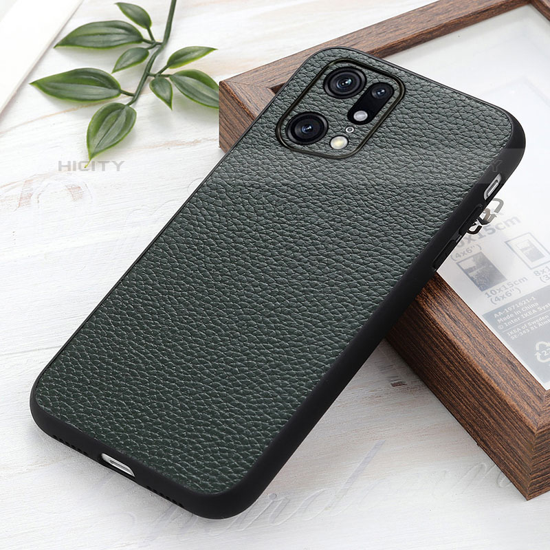 Coque Luxe Cuir Housse Etui B02H pour Oppo Find X5 Pro 5G Vert Plus