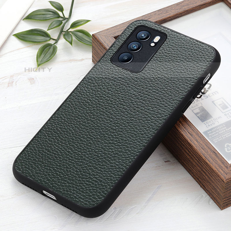 Coque Luxe Cuir Housse Etui B02H pour Oppo Reno6 5G Vert Plus